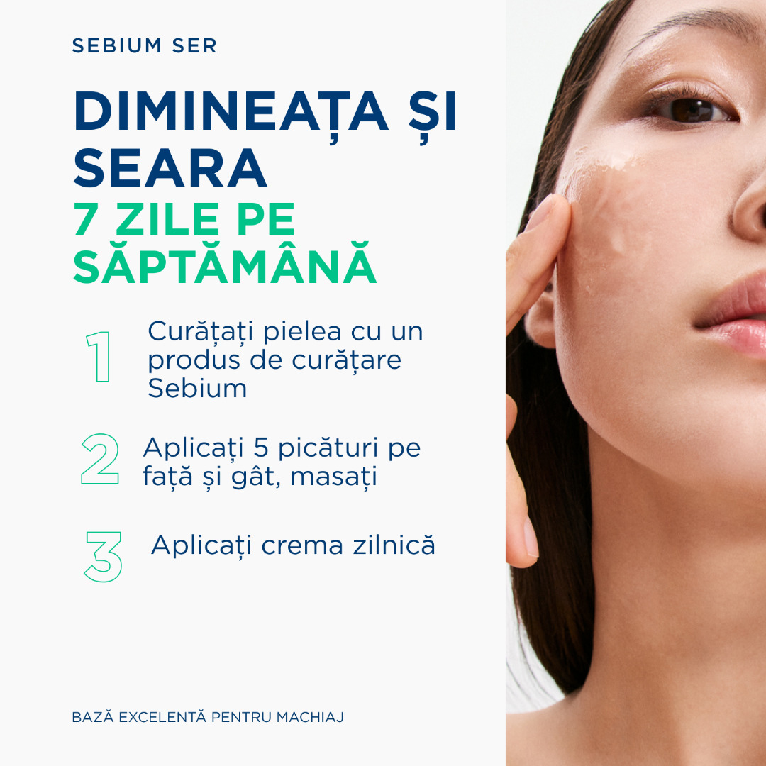 Bioderma Sébium Ser — aplicare dimineața și seara pe față și gât