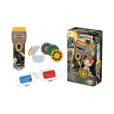 Mini proiector Dino 3D cu 24 de imagini, 5 ani+, Buki France