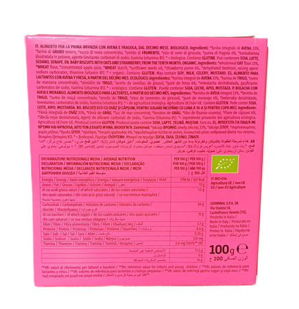 Biscuiti BIO vegani cu ovaz si capsuni BioJunior, 10 luni+, 100 g, Germinal 822276