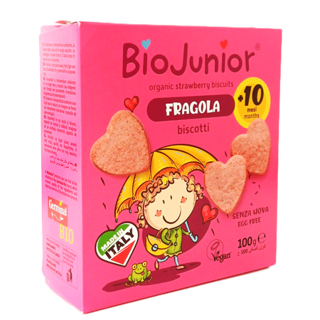 Biscuiti BIO vegani cu ovaz si capsuni BioJunior, 10 luni+, 100 g, Germinal 822278