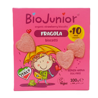 Biscuiti BIO vegani cu ovaz si capsuni BioJunior, 10 luni+, 100 g, Germinal