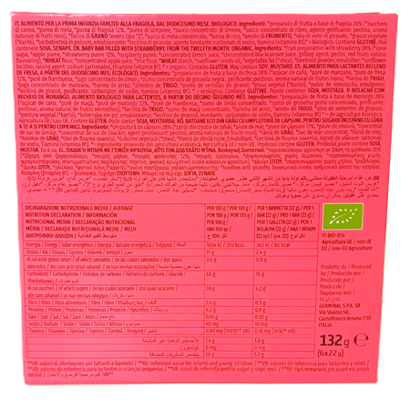Batoane Bio vegane cu umplutura de capsuni BioJunior, 12 luni+, 132 g, Germinal 822379