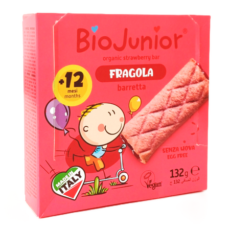 Batoane Bio vegane cu umplutura de capsuni BioJunior, 132 g, Germinal