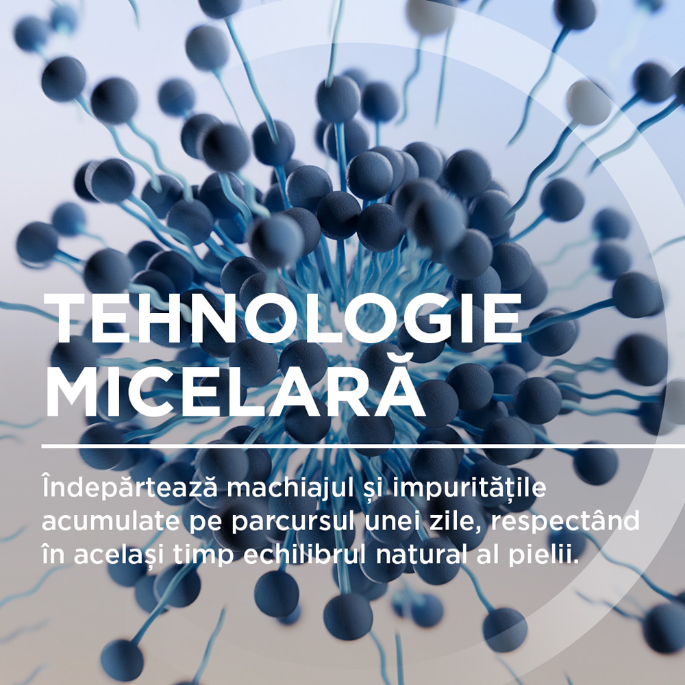 Tehnologie micelară Bioderma pentru curățarea pielii și îndepărtarea machiajului și a impurităților