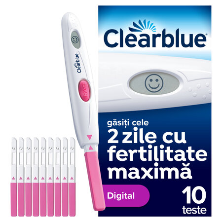 Test de ovulatie digita, 1 dispozitiv si 10 benzi de testare, Clearblue
