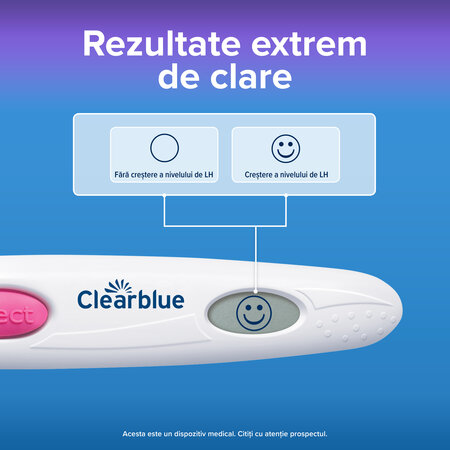 Test de ovulatie digita, 1 dispozitiv si 10 benzi de testare, Clearblue 823111