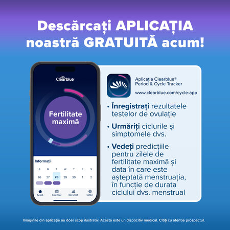 Test de ovulatie digita, 1 dispozitiv si 10 benzi de testare, Clearblue 823115