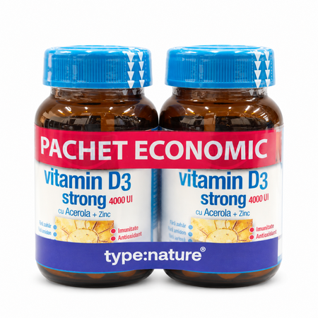 Pachet Vitamina D3 Strong, 4000 U.I, 2x90 tablete, Naturmil