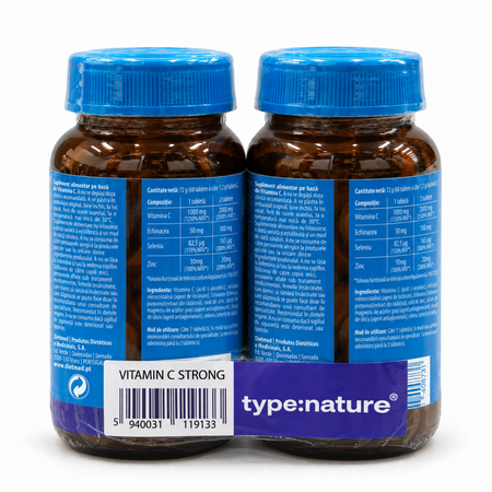 Pachet Vitamina C Strong, 1000 mg, Naturmil, 2x60 tablete, Naturmil 822823