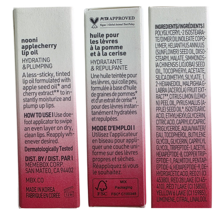 Ulei de buze cu ulei din seminte de mar si extract de cirese, Applecherry, 3.7 ml, Nooni 822959