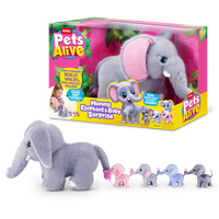 Jucarie interactiva de plus, Mama elefant si puii sai, +3 ani, Pets Alive