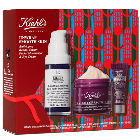 Set Serum antirid cu retinol + Crema pentru fata antirid + Crema pentru zona ochilor, Unwrap Smooth Skin, 30 ml + 50 ml + 3 ml, Kiehl's 823386