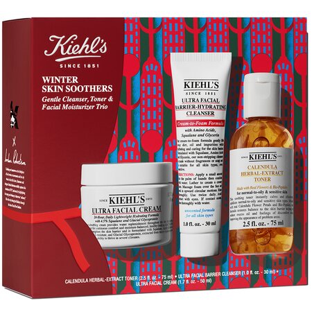 Set Crema hidratanta Ultra Facial + Gel  Ultra Facial  + Toner cu extract de plante Winter Skin Soothers, 50 ml + 30 ml + 75 ml, Kiehl's