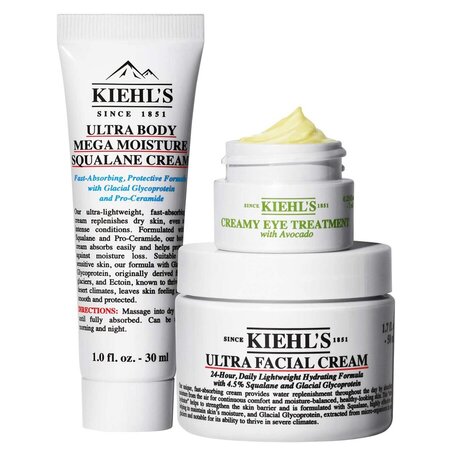 Set Crema cu ceramide pentru corp + Crema Ultra Facial + Crema ochi cu avocado Hydrate All The Way, 30 ml + 50 ml + 7 ml, Kiehl's 823407