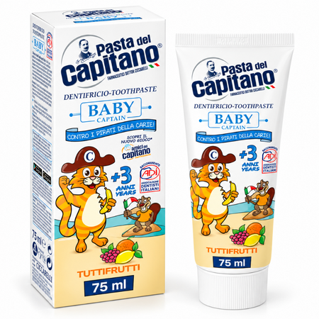 Pasta de dinti pentru copii Baby, Tutti Frutti, 75 ml, Pasta del Capitano