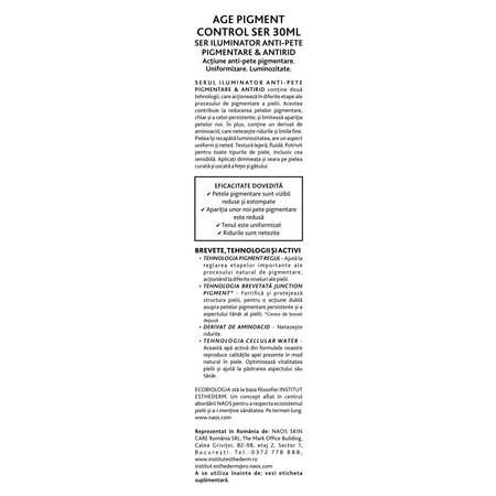 Ser iluminator anti-pete pigmentare si antirid Age Pigment Control, 30 ml, Institut Esthederm 823544