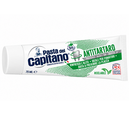 Pasta de dinti antitartru cu zinc, pirofosfati, salvie si cimbru, Antitartaro, 75 ml, Pasta del Capitano