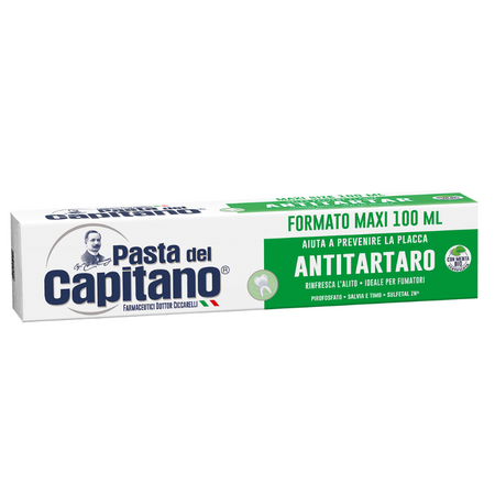 Pasta de dinti antitartru cu zinc, pirofosfati, salvie si cimbru,, Antitartaro MAXI, 100 ml, Pasta del Capitano