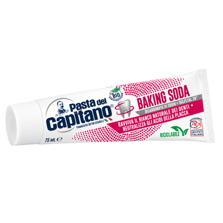 Pasta de dinti cu bicarbonat de sodiu, pentru albirea naturala a dintilor, Baking Soda, 75 ml, Pasta del Capitano