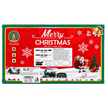 Trenulet electric de cu locomotiva, 3 vagoane si sine, Merry Christmas Railway Express, 3 ani+, 18 piese, OEM 823602
