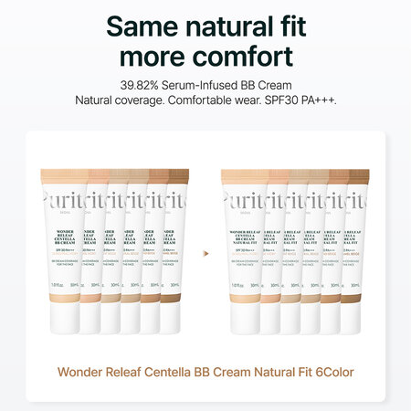 Crema coloranta BB SPF30 PA+++ Wonder Releaf Centella Natural Fit, 21 Light Beige, 30 ml, Purito 823633