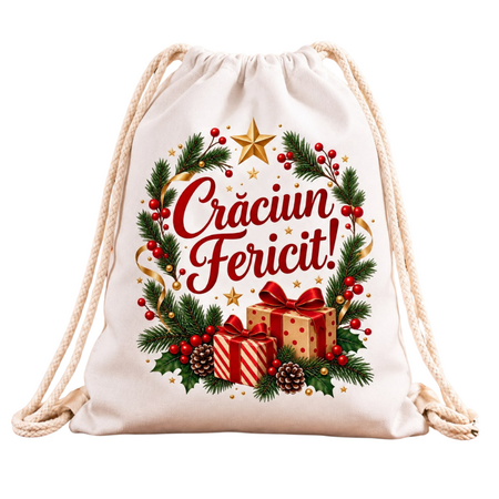 Rucsac tip sac, 43 x 34 cm, Craciun Fericit!, OEM