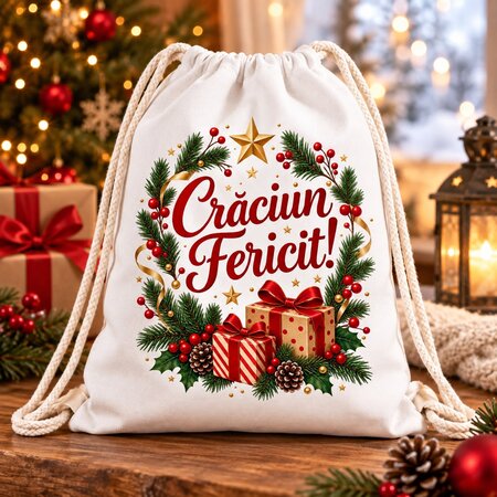 Rucsac tip sac, 43 x 34 cm, Craciun Fericit!, OEM 823657