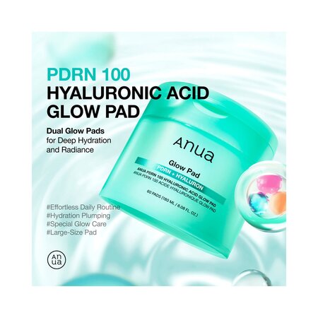 Dischete hidratante PDRN 100 Hyaluronic Acid Glow Pad, 180 ml, Anua 823698