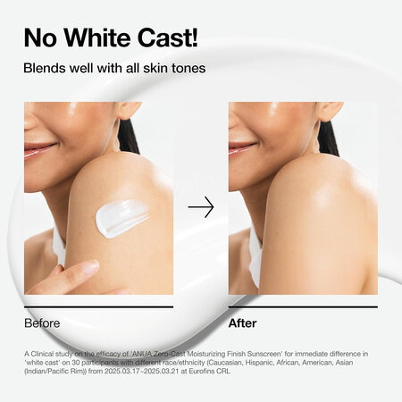 Crema de fata Zero-Cast Moisturizing Finish Sunscreen SPF 50 PA++++, 50 ml, Anua 823733