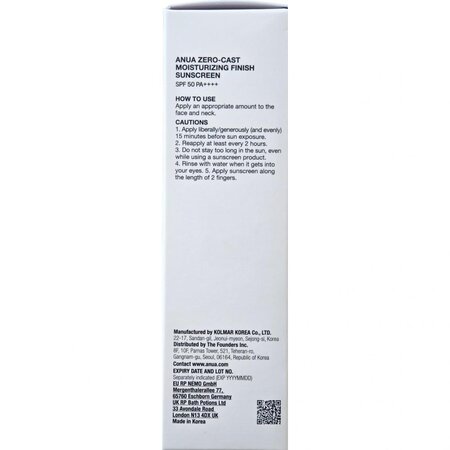 Crema de fata Zero-Cast Moisturizing Finish Sunscreen SPF 50 PA++++, 50 ml, Anua 823737