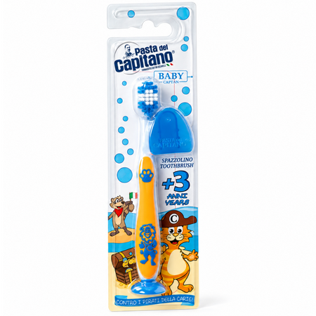 Periuta de dinti pentru copii cu ventuza si capac de protectie Baby, 3 ani+, Pasta del Capitano