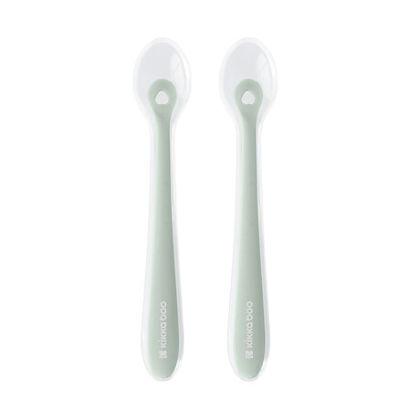 Set 2 lingurite din silicon, Sage Green, +4 luni, Kikka Boo 824139