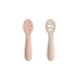 Set 2 lingurite de antrenament din silicon, Blush/Shifting Sand, +6 luni, Mushie 824147