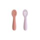 Set 2 lingurite de antrenament din silicon, Rose/Soft Liliac, +6 luni, Mushie 824166