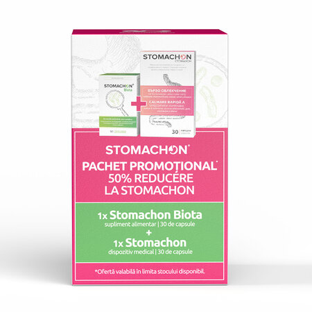 Pachet Stomachon Biota 30 capsule + Stomachon 30 capsule, Naturpharma 824178