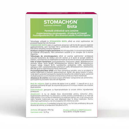 Pachet Stomachon Biota 30 capsule + Stomachon 30 capsule, Naturpharma 824179