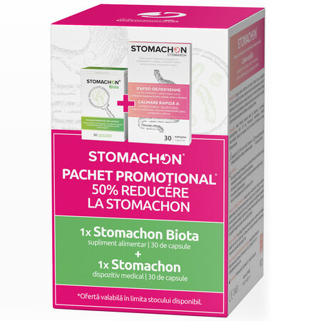 Pachet Stomachon Biota 30 capsule + Stomachon 30 capsule, Naturpharma
