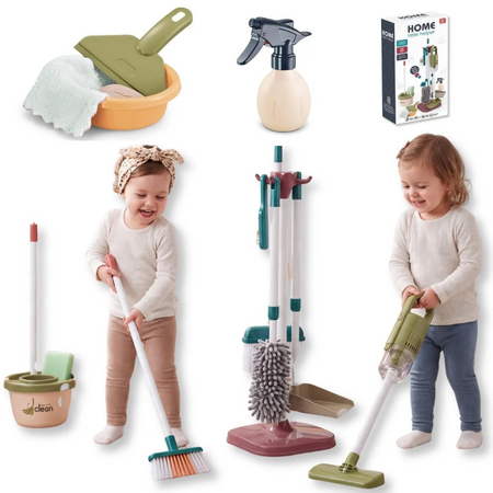 Set de curatenie interactiv pentru copii cu aspirator, mop, matura si accesorii, 3 ani+, 23 piese, TinyMini 824483