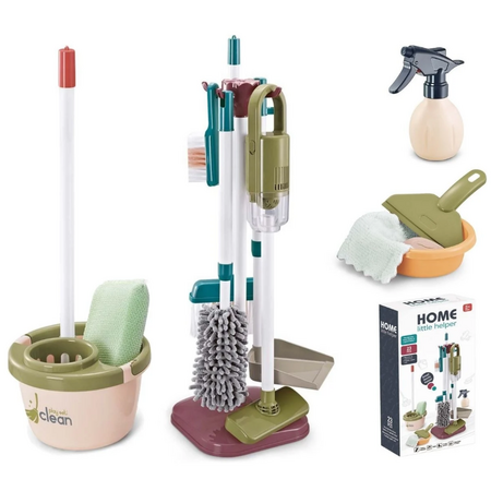 Set de curatenie interactiv pentru copii cu aspirator, mop, matura si accesorii, 3 ani+, 23 piese, TinyMini 824486