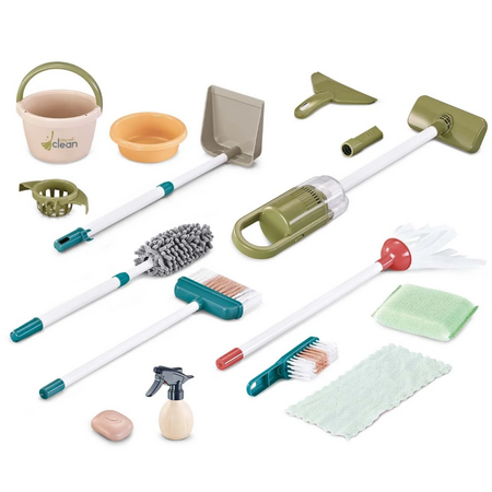 Set de curatenie interactiv pentru copii cu aspirator, mop, matura si accesorii, 3 ani+, 23 piese, TinyMini 824488