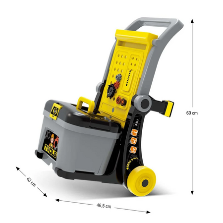 Atelier de lucru 3 in 1 pentru copii cu trusa de scule, valiza si carucior mobil, 3 ani+, TinyMini 824513