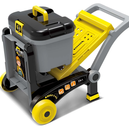 Atelier de lucru 3 in 1 pentru copii cu trusa de scule, valiza si carucior mobil, 3 ani+, TinyMini 824518