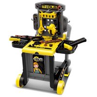 Atelier de lucru 3 in 1 pentru copii cu trusa de scule, valiza si carucior mobil, 3 ani+, TinyMini