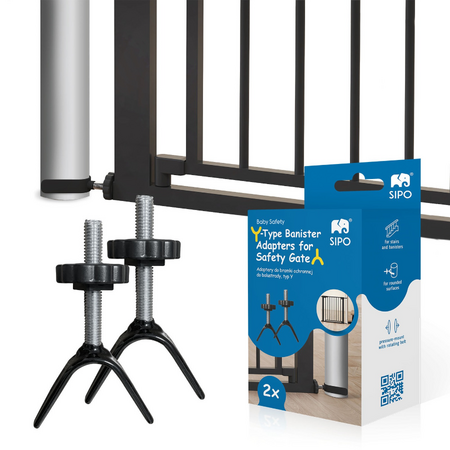 Set adaptoare tip Y pentru porti de siguranta, scari si balustrade, Negru, 2 bucati, Sipo 824547