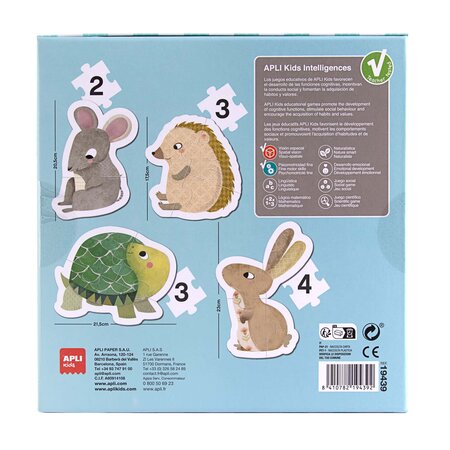 Set 4 Puzzle-uri progresive Pui de Animale, 2 ani+, Apli Kids 824583