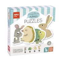 Set 4 Puzzle-uri progresive Pui de Animale, 2 ani+, Apli Kids