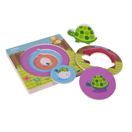 Puzzle din lemn cu butoni Testoasa, 2 ani+, Apli Kids 824684