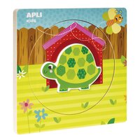 Puzzle din lemn cu butoni Testoasa, 2 ani+, Apli Kids
