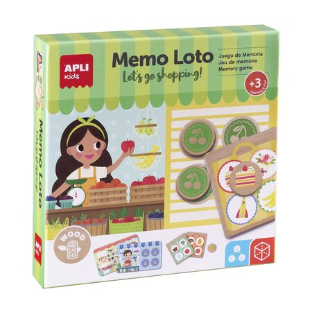 Joc din lemn Memo Loto La Cumparaturi, 3 ani+, Apli Kids