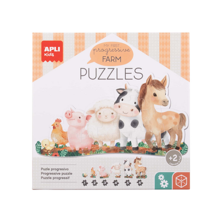 Puzzle progresiv Primele mele Puzzle-uri Animale de la Ferma, 2 ani+, 21 piese, Apli Kids 825008